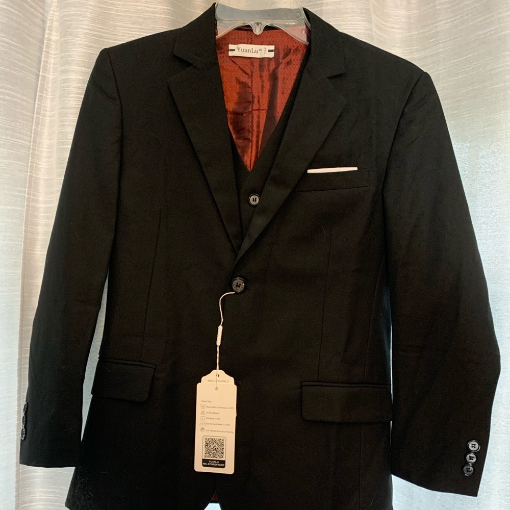 2 Piece Boys Black Suit and Vest Set
